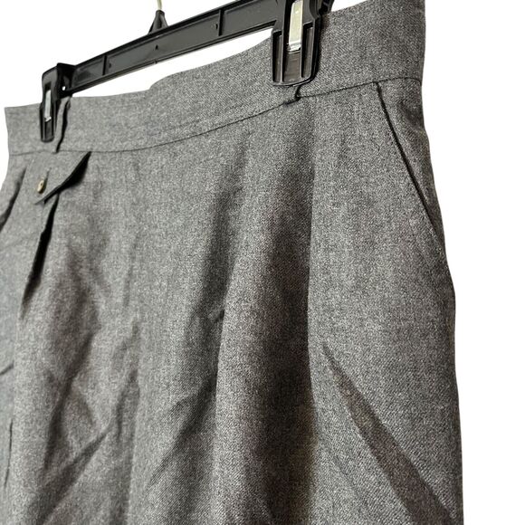 Liz Claiborne Pleated Midi Modest Vintage Gray Wool Skirt Pockets Old Money 14 - Picture 9 of 15